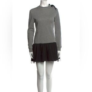 RED Valentino Gray and Black Long Sleeve Sweatshirt Dress